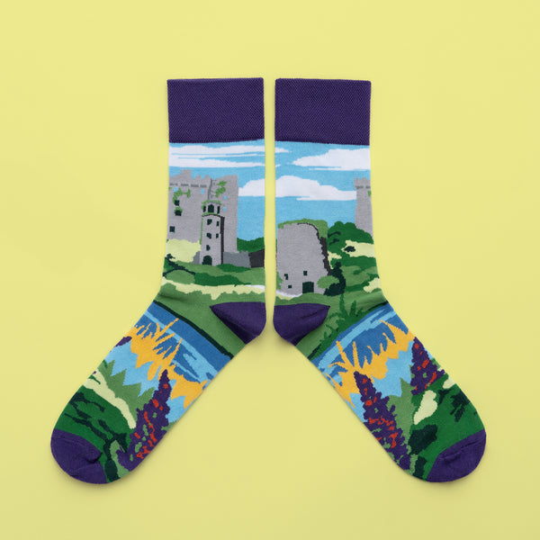 MULTICOLOURED IRISH SOCK OF BLARNEY CASTLE BY SOCK CO OP